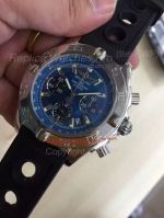 Copy Breitling Chronomat White case Blue Dial Black Rubber Watch
